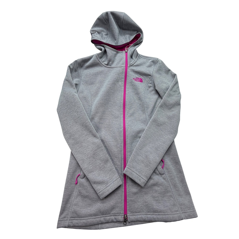 The North Face Agave Full Zip Fleece Hoodie Jacket Womens S Grey Pink - Picture 2 of 16